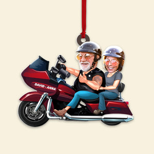 Custom Biker Couple Photo Ornament, Christmas Tree Decor - Ornament - GoDuckee