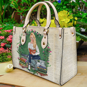 Wallpaper Girl Reading Book, Book Lover Leather Bag Gift - Leather Bag - GoDuckee
