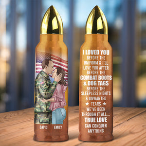 Couple True Love Can Conquer Anything, Personalized Bullet Tumbler - Water Bottles - GoDuckee