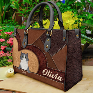 Personalized Cat Leather Bag, Gift For Cat Lovers - Leather Bag - GoDuckee