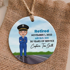 Personalized Pilot Circle Ceramic Ornament, Christmas Gift For Pilot - Ornament - GoDuckee