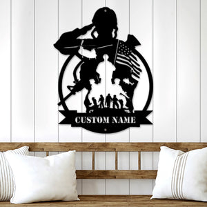 Home of The Free Because of The Brave, Personalized Metal Sign, Military Gifts - Metal Wall Art - GoDuckee