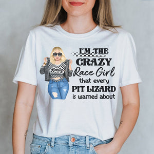 I'm The Crazy Race Girl - Personalized Shirts - Gift For Dirt Track Racing Girl Motocross Girl - Cool & Badass Woman - Shirts - GoDuckee
