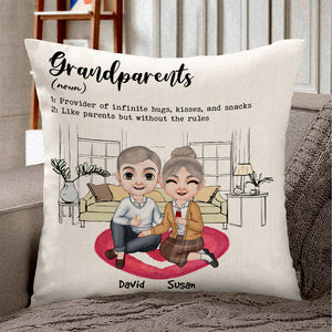Grandparents Noun, Old Couple Drinking Pillow - Pillow - GoDuckee