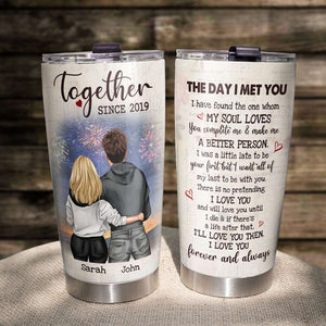 Personalized Hoodie Couple Tumbler Cup - Together Since The Day I Met You - Tumbler Cup - GoDuckee