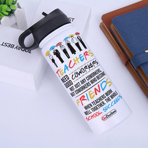 Personalized Teacher Besties Water Bottle - Teacher Need Good Coworkers - Water Bottles - GoDuckee