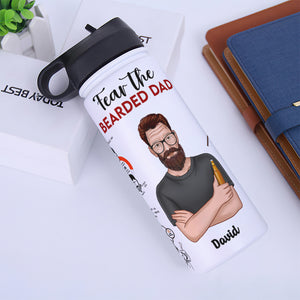 Personalized Bearded Man Water Bottle - Fear The Bearded Dad - Water Bottles - GoDuckee