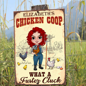 Chicken Coop What A Fuster Cluck - Personalized Metal Sign - Metal Wall Art - GoDuckee