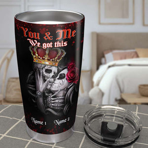 He Saw The Darkness In Her Beauty, Personalized Couple Tumbler - Tumbler Cup - GoDuckee