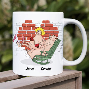 Babe You Give Me A Boner, Naughty Make Love Old Couple White Mug Happy Valentine's Day - Coffee Mug - GoDuckee