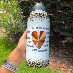 Momlife - Personalized Leopard Woman Water Bottle - Cool & Badass Woman - Water Bottles - GoDuckee