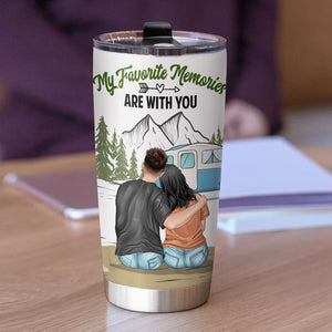 Personalized Camping Couple Tumbler - We Go Together, My Favorite Memories Are With You - Tumbler Cup - GoDuckee