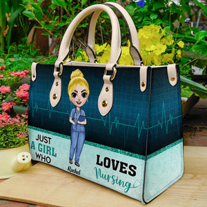 Just A Girl Who Loves Nursing - Personalized Leather Bag - Gift For Nurse - Leather Bag - GoDuckee