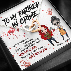 Friends To My Partner In Crime - Personalized Interlocking Hearts Necklace - Jewelry - GoDuckee