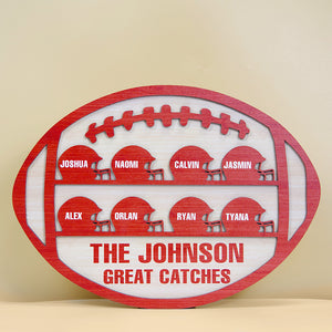 Great Catches Personalized American Football Layered Wood Sign Stand Gift For Football Lovers - Wood Sign - GoDuckee