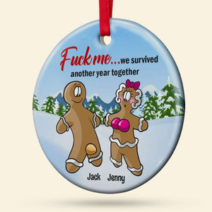 We Another Year Together Christmas Couple Personalized Ceramic Circle Ornament - Ornament - GoDuckee