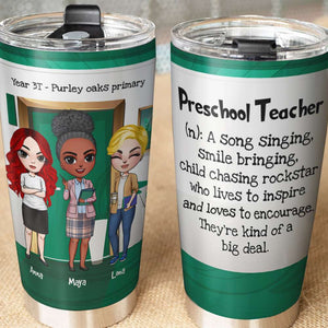 Personalized Teacher Bestie Tumbler - Teacher's Grade Definition - Chibi Teacher Front View - Tumbler Cup - GoDuckee