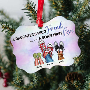 Mom And Kid Shoes Personalized Medallion Acrylic Ornament - Ornament - GoDuckee