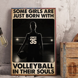Personalized Volleyball Girl Poster - Some Girls Are Just Born With The Volleyball In Their Souls - Vintage - Poster & Canvas - GoDuckee
