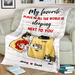 My Favorite Place, Gift For Couple, Personalized Blanket, Sleeping Couple Blanket, Anniversary Gift - Blanket - GoDuckee