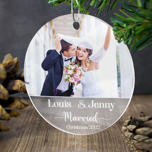 Personalized Couple Engagement Acrylic Custom Shape Ornament, Christmas Gift For Couples - Ornament - GoDuckee