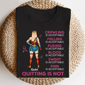 Super Breast Cancer Mom - Quitting Is Not - Personalized Shirt - Shirts - GoDuckee