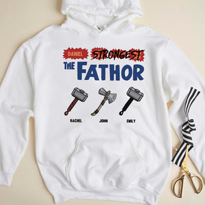 Dad Fathor The Strongest, Personalized Thor Shirts, Gifts for Dad, Grandpa, Uncle - Shirts - GoDuckee