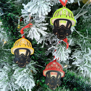 Personalized Firefighter Helmet Wood Ornament, Christmas Decor for Firefighters - Ornament - GoDuckee