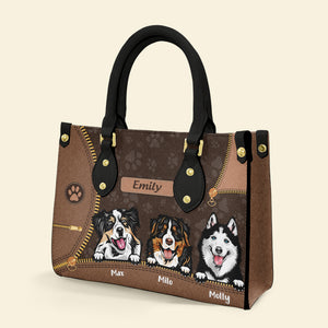 Personalized Dog Leather Bag, Gift For Dog Lovers - Leather Bag - GoDuckee