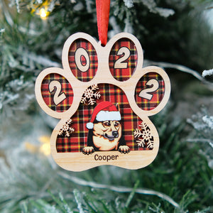 Dog Paw Personalized Wood Ornament, Christmas Tree Decor For Dog Lovers - Ornament - GoDuckee