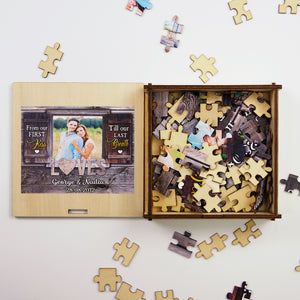 From Our First Kiss Till Our Last Breath, Personalized Wood Puzzle, Gifts for Couples - Wood Sign - GoDuckee