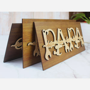 Family Personalized Layered Wood Sign Stand With Custom Title , Gift For Father's Day - Wood Sign - GoDuckee