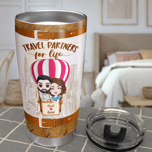 Travel Partner For Life Personalized Tumbler Cup, Couple Gift - Tumbler Cup - GoDuckee