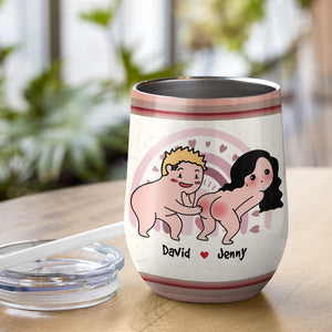 I Love Your Body & Mind And Your Butt - Personalized Couple Wine Tumbler - Gift For Couple - Wine Tumbler - GoDuckee