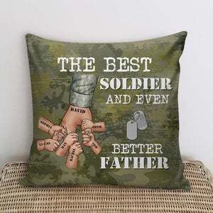 The Best Soldier And Even Better Father, Personalized Father's Day Pillow, Gift For Dad - Pillow - GoDuckee