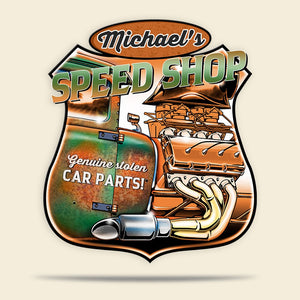 Personalized Hot Rod Garage Metal Sign Gift For Him - Metal Wall Art - GoDuckee