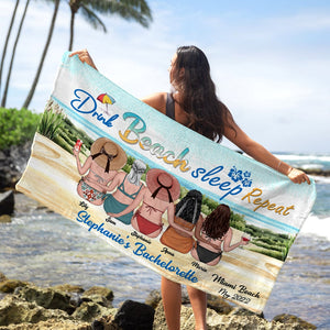 Drink Beach Sleep Repeat Personalized Friends Beach Towel Gift For Friends - Beach Towel - GoDuckee