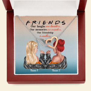 Friend Our Friendship Is Endless - Personalized Interlocking Hearts Necklace - Gift for Bestie - Jewelry - GoDuckee