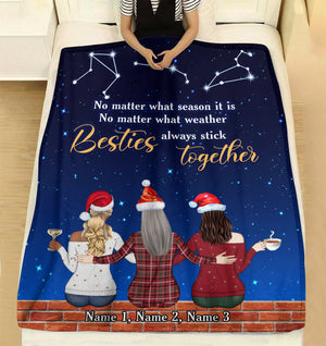 Personalized Christmas Zodiac Sister Blanket - No Matter What Season It Is Besties Always Stick Together - Blanket - GoDuckee