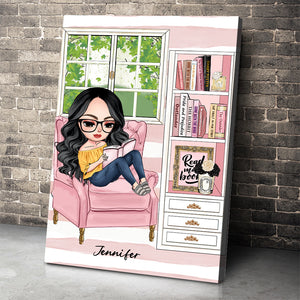 Girl Reading Books, Gift For Book Lover, Personalized Poster - Poster & Canvas - GoDuckee