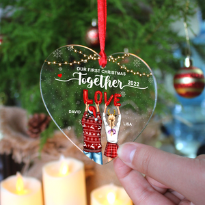 Couple Our Christmas Together, Personalized Transparent Ornament - Ornament - GoDuckee