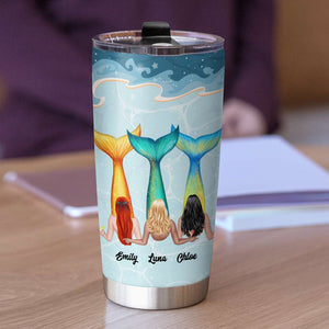 Personalized Mermaid Sisters Tumbler - Girls Be Beachin' All Day Long - Tumbler Cup - GoDuckee