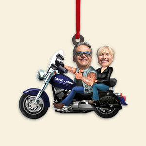 Custom Biker Couple Photo Ornament, Christmas Tree Decor - Ornament - GoDuckee