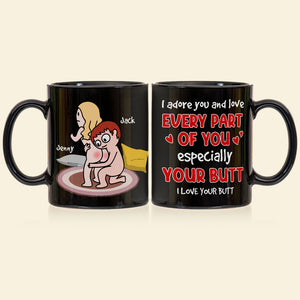 I Adore You And Love Every Part Of You - Personalized Couple Black Mug - Gift For Couple - Coffee Mug - GoDuckee