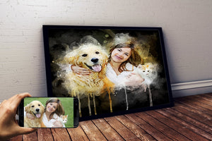 Custom Pet Wall Art , Love Family, Pet Painting 01 - Poster & Canvas - GoDuckee