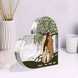 Love Makes A Family, Family Bear Love Personalized Heart Acrylic Plaque, Gift For Family - Decorative Plaques - GoDuckee