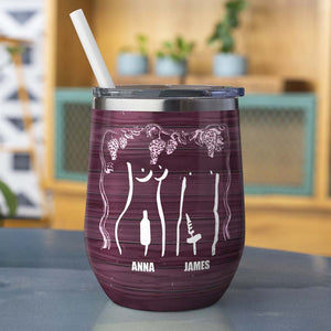 Wine Me Dine Me Sixty-nine Me, Personalized Naughty Couple Wine Tumbler - Wine Tumbler - GoDuckee