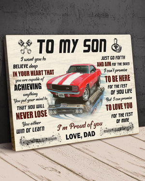 To My Son I Want You To Believe Deep In Your Heart Custom Muscle Car Canvas Print Gift For Family - Poster & Canvas - GoDuckee