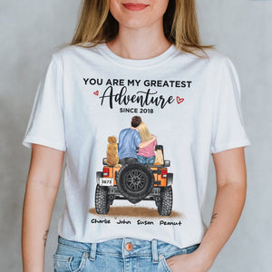 You Are My Greatest Adventure, Personalized Car Couple & Dog, Cat Breeds Shirt, Gift For Couples - Shirts - GoDuckee