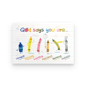 Crayon Teacher Poster - God Says You Are Unique Special Lovely Precious Strong Chosen - Poster & Canvas - GoDuckee